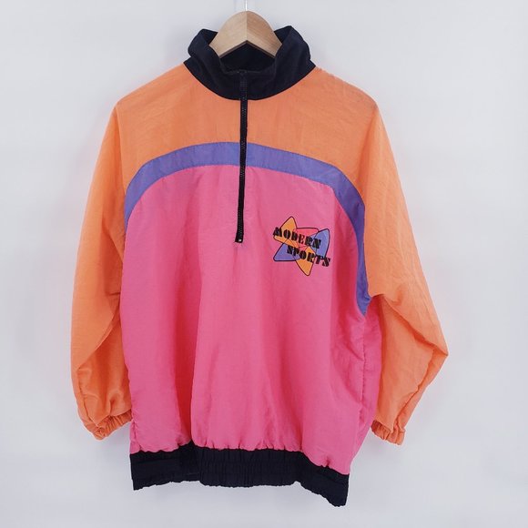 Vintage Sweaters - Vintage Neon Wind Breaker Sweater